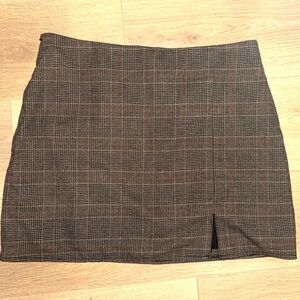 Old Navy Plaid Mini Skirt in Brown Check Fall Preppy Size L